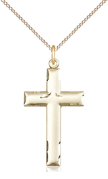 14kt Gold Filled Cross Pendant on a 18 inch Gold Filled Light Curb chain