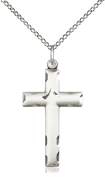 Sterling Silver Cross Pendant on a 18 inch Sterling Silver Light Curb chain