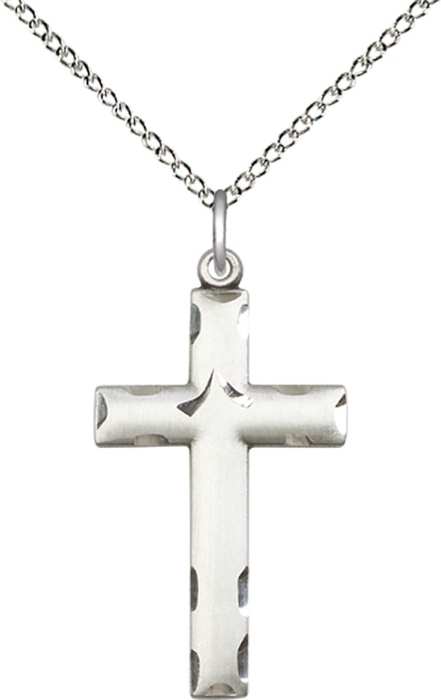 Sterling Silver Cross Pendant on a 18 inch Sterling Silver Light Curb chain