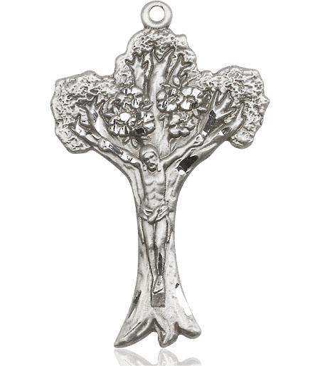 Sterling Silver Tree of Life Crucifix Medal
