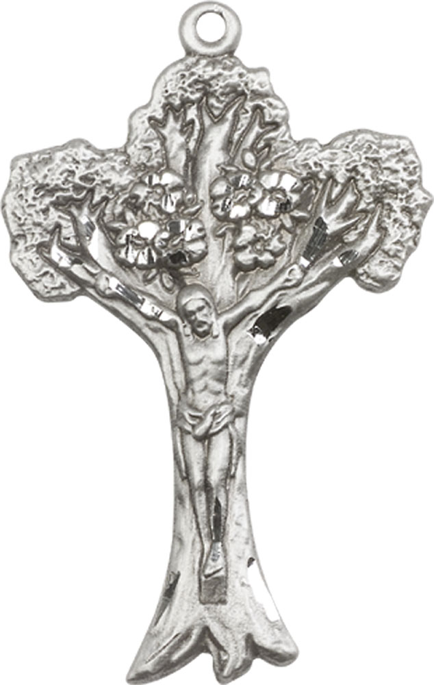Sterling Silver Tree of Life Crucifix Medal