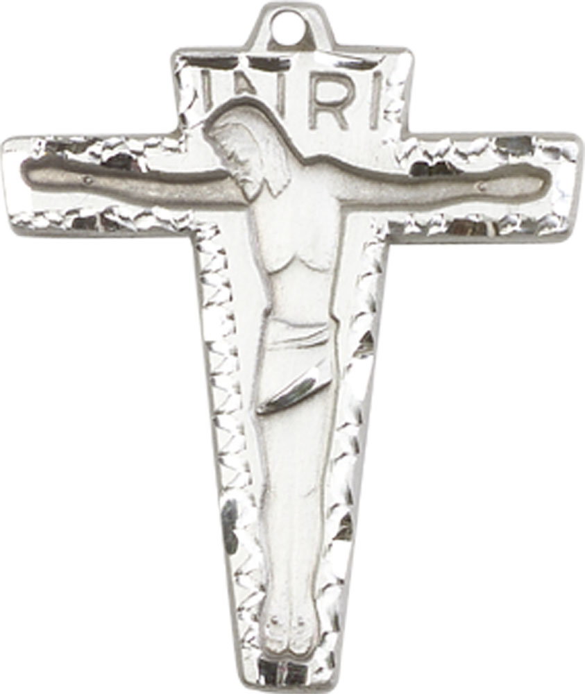 Sterling Silver Primative Crucifix Medal