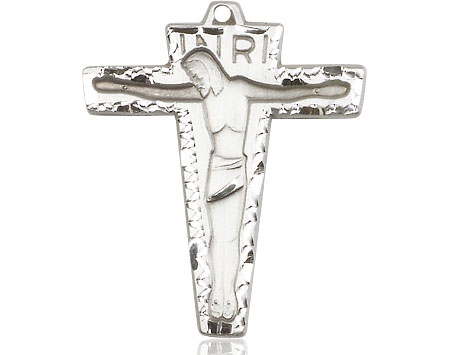 Sterling Silver Primative Crucifix Medal