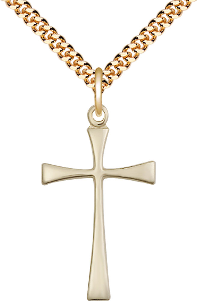 14kt Gold Filled Maltese Cross Pendant on a 24 inch Gold Plate Heavy Curb chain