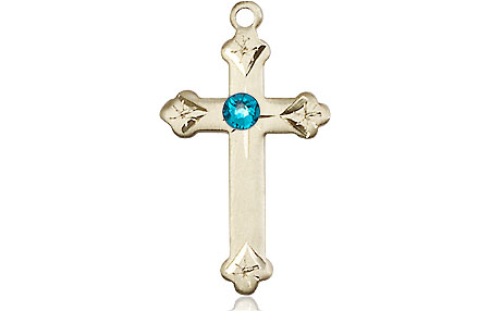 14kt Gold Filled Cross Medal with a 3mm Zircon Swarovski stone