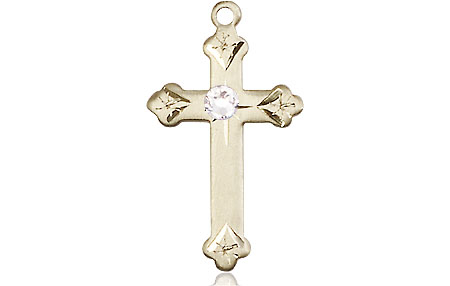 14kt Gold Filled Cross Medal with a 3mm Crystal Swarovski stone