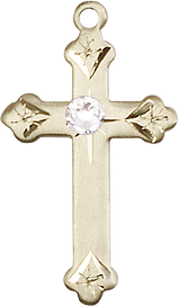 14kt Gold Filled Cross Medal with a 3mm Crystal Swarovski stone