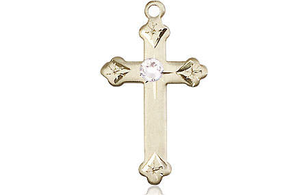 14kt Gold Cross Medal with a 3mm Crystal Swarovski stone