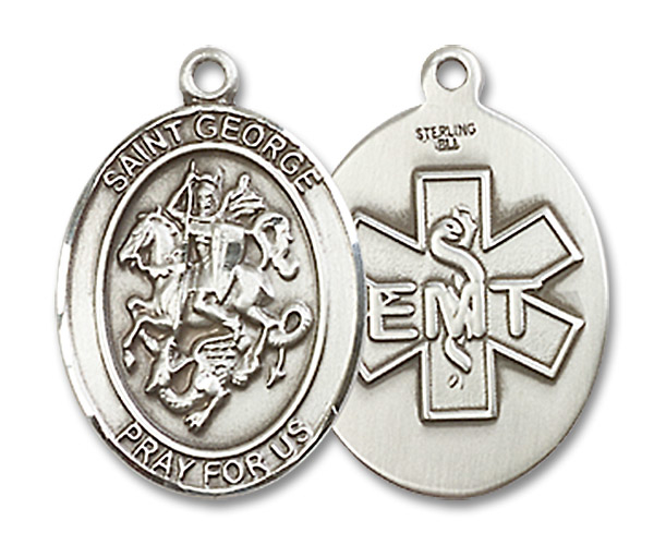 Sterling Silver Saint George EMT Medal