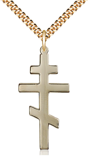 14kt Gold Filled Saint Andrew Pendant on a 24 inch Gold Plate Heavy Curb chain