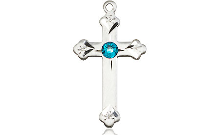 Sterling Silver Cross Medal with a 3mm Zircon Swarovski stone