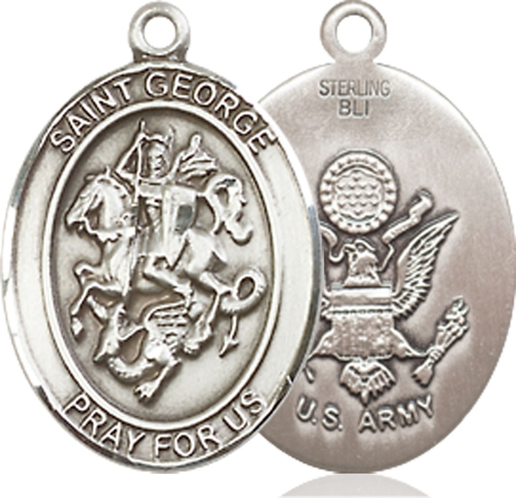 Sterling Silver Saint George Army Medal