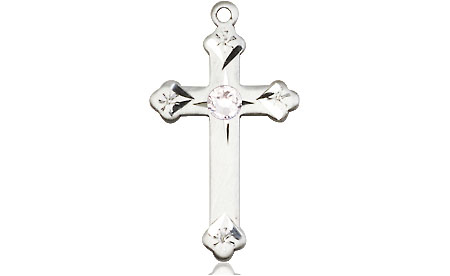 Sterling Silver Cross Medal with a 3mm Crystal Swarovski stone