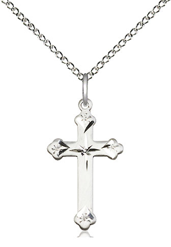 Sterling Silver Cross Pendant on a 18 inch Sterling Silver Light Curb chain