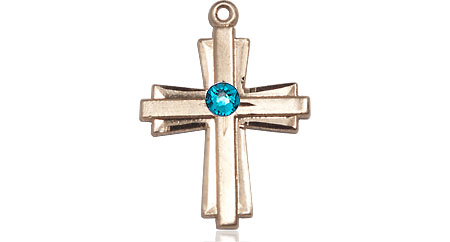 14kt Gold Filled Cross Medal with a 3mm Zircon Swarovski stone