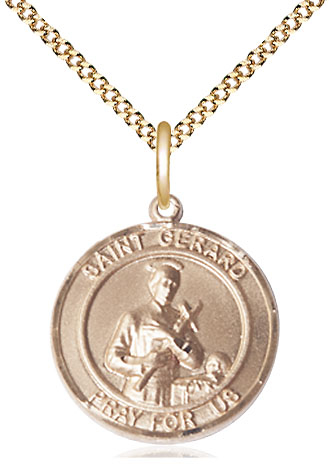 14kt Gold Filled Saint Gerard Pendant on a 18 inch Gold Plate Light Curb chain