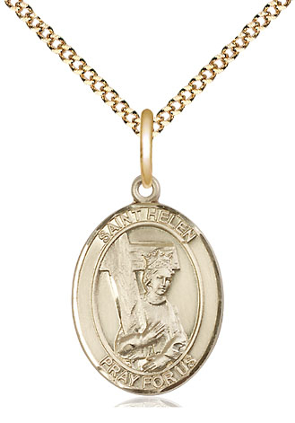 14kt Gold Filled Saint Helen Pendant on a 18 inch Gold Plate Light Curb chain
