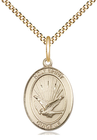 14kt Gold Filled Holy Spirit Pendant on a 18 inch Gold Plate Light Curb chain