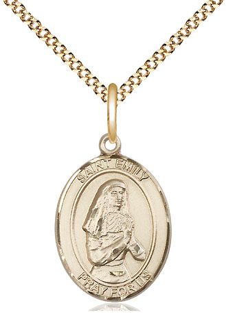 14kt Gold Filled Saint Emily de Vialar Pendant on a 18 inch Gold Plate Light Curb chain