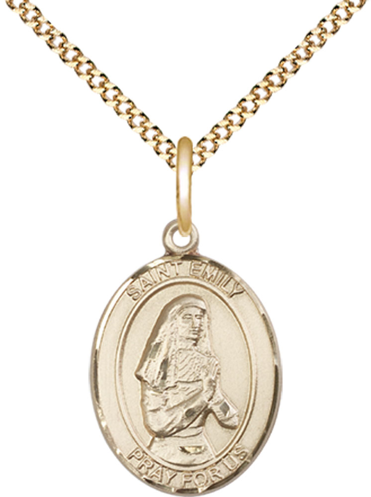 14kt Gold Filled Saint Emily de Vialar Pendant on a 18 inch Gold Plate Light Curb chain