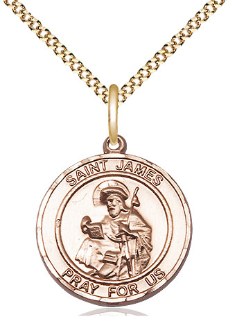 14kt Gold Filled Saint James the Greater Pendant on a 18 inch Gold Plate Light Curb chain