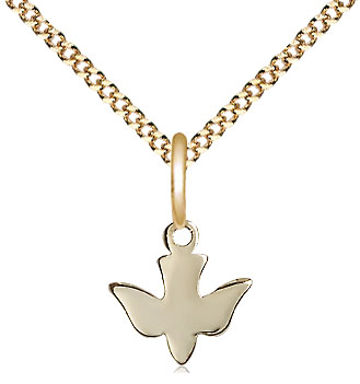 14kt Gold Filled Holy Spirit Pendant on a 18 inch Gold Plate Light Curb chain