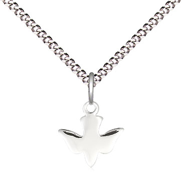 Sterling Silver Holy Spirit Pendant on a 18 inch Light Rhodium Light Curb chain