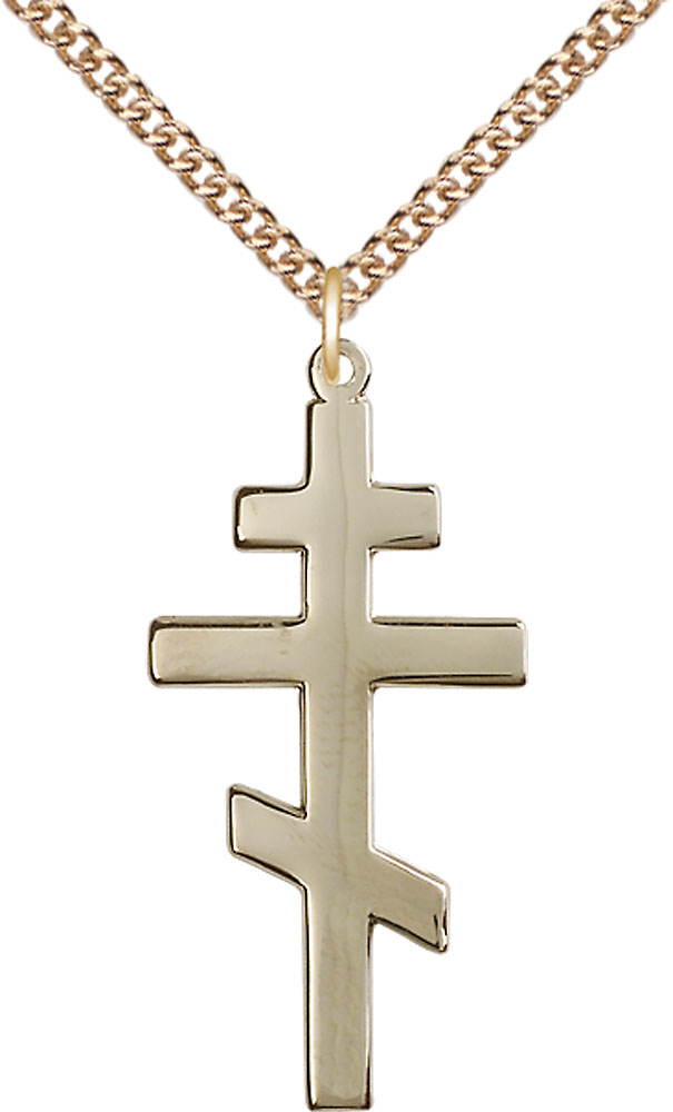 14kt Gold Filled Saint Andrew Pendant on a 24 inch Gold Filled Heavy Curb chain