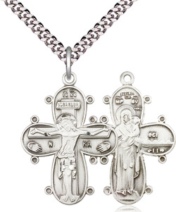 Sterling Silver Christine Cross Pendant on a 24 inch Sterling Silver Heavy Curb chain
