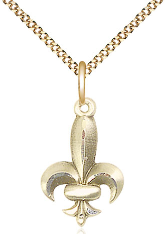 14kt Gold Filled Fleur de Lis Pendant on a 18 inch Gold Plate Light Curb chain