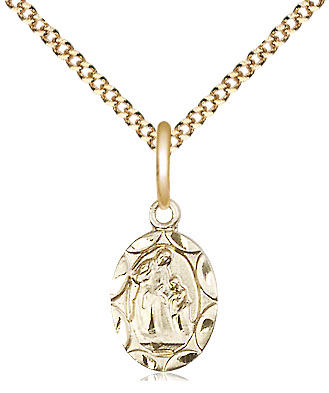 14kt Gold Filled Saint Ann Pendant on a 18 inch Gold Plate Light Curb chain