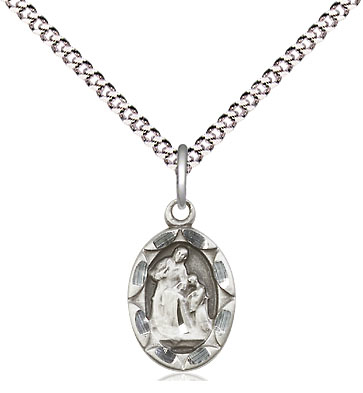 Sterling Silver Saint Ann Pendant on a 18 inch Light Rhodium Light Curb chain