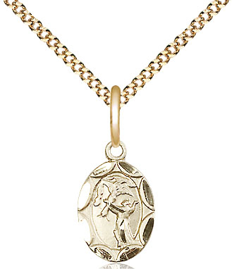 14kt Gold Filled Saint Francis Pendant on a 18 inch Gold Plate Light Curb chain