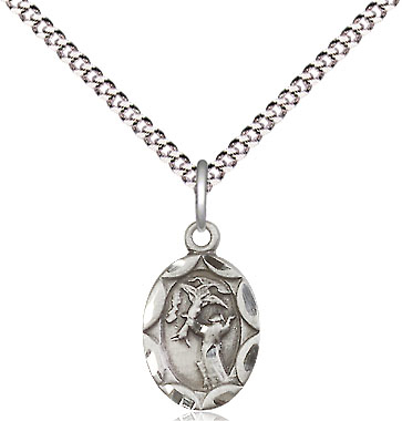 Sterling Silver Saint Francis Pendant on a 18 inch Light Rhodium Light Curb chain