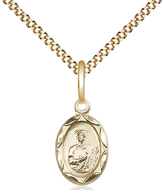 14kt Gold Filled Saint Jude Pendant on a 18 inch Gold Plate Light Curb chain