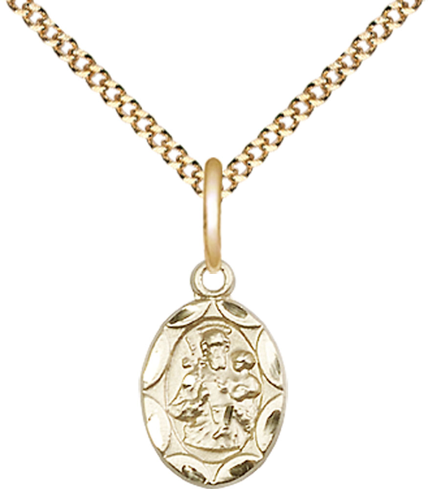 14kt Gold Filled Saint Joseph Pendant on a 18 inch Gold Plate Light Curb chain