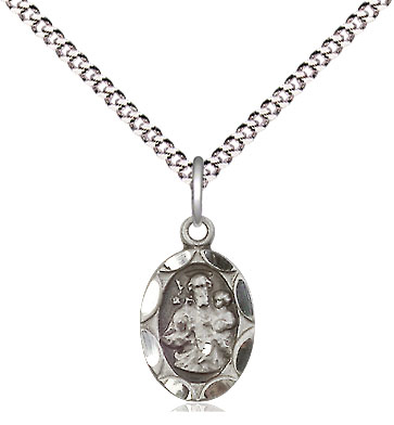 Sterling Silver Saint Joseph Pendant on a 18 inch Light Rhodium Light Curb chain