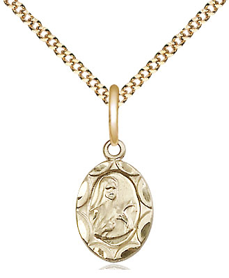 14kt Gold Filled Saint Theresa Pendant on a 18 inch Gold Plate Light Curb chain