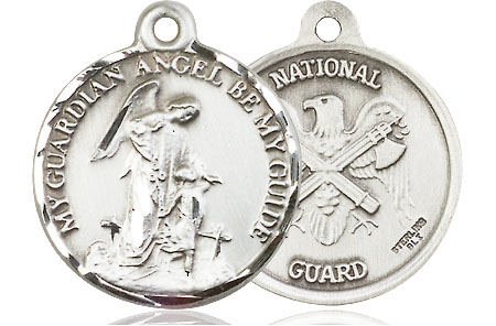 Sterling Silver Guardain Angel National Guard Medal