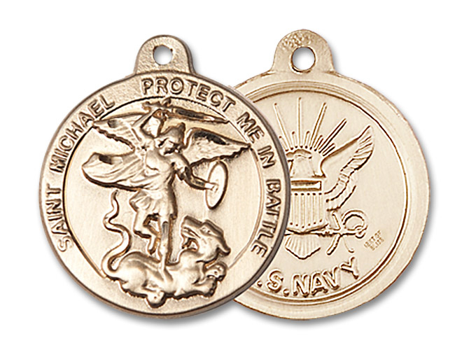 14kt Gold Filled Saint Michael Navy Medal