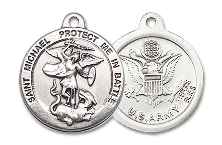 Sterling Silver Saint Michael Army Medal