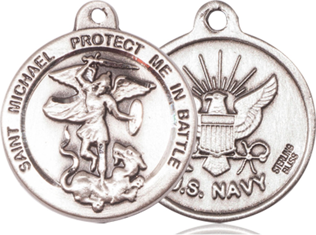 Sterling Silver Saint Michael Navy Medal
