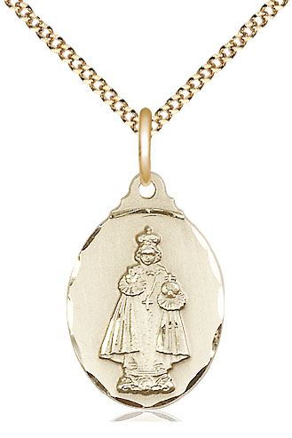 14kt Gold Filled Infant of Prague Pendant on a 18 inch Gold Plate Light Curb chain