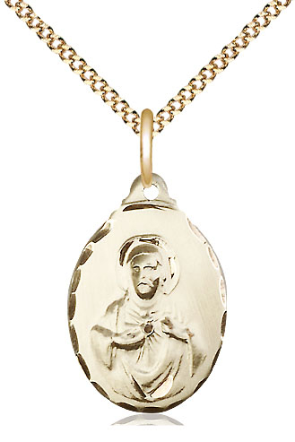 14kt Gold Filled Scapular Pendant on a 18 inch Gold Plate Light Curb chain