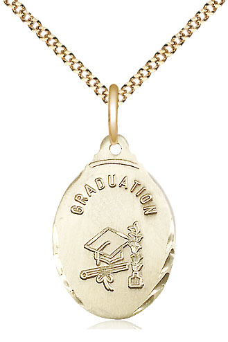 14kt Gold Filled Graduate Pendant on a 18 inch Gold Plate Light Curb chain
