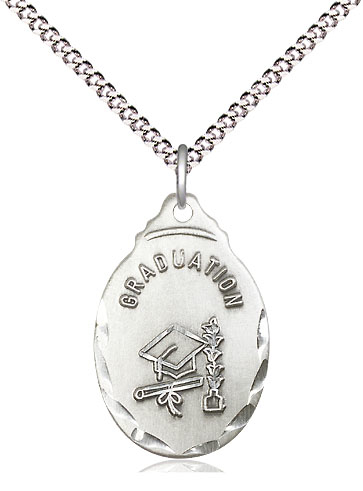 Sterling Silver Graduate Pendant on a 18 inch Light Rhodium Light Curb chain