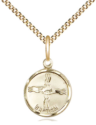 14kt Gold Filled Baptism Pendant on a 18 inch Gold Plate Light Curb chain