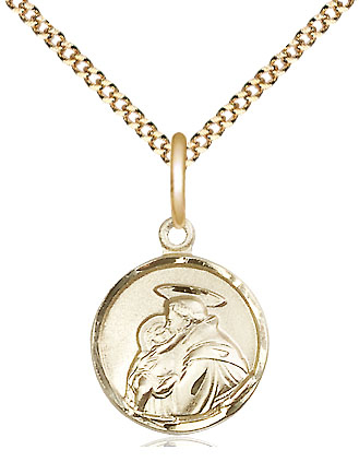 14kt Gold Filled Saint Anthony Pendant on a 18 inch Gold Plate Light Curb chain