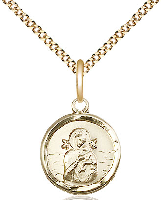 14kt Gold Filled Our Lady of Perpetual Help Pendant on a 18 inch Gold Plate Light Curb chain