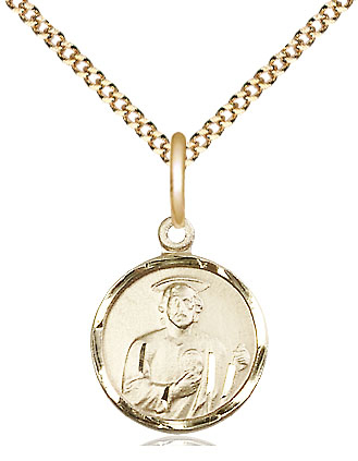 14kt Gold Filled Saint Jude Pendant on a 18 inch Gold Plate Light Curb chain